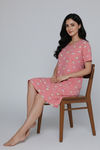 Zivame Farm Lore Knit Cotton Knee Length Nightdress - Pink Icing — thumbnail 5